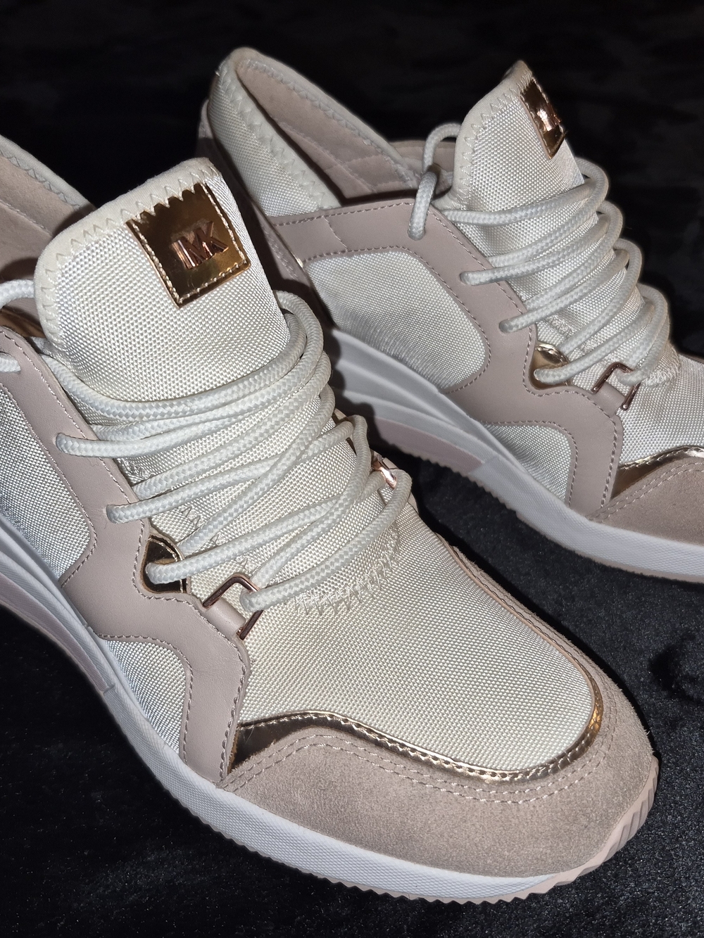 Michael Kors Women's Beige & Rose Gold Lace-Up Sneakers